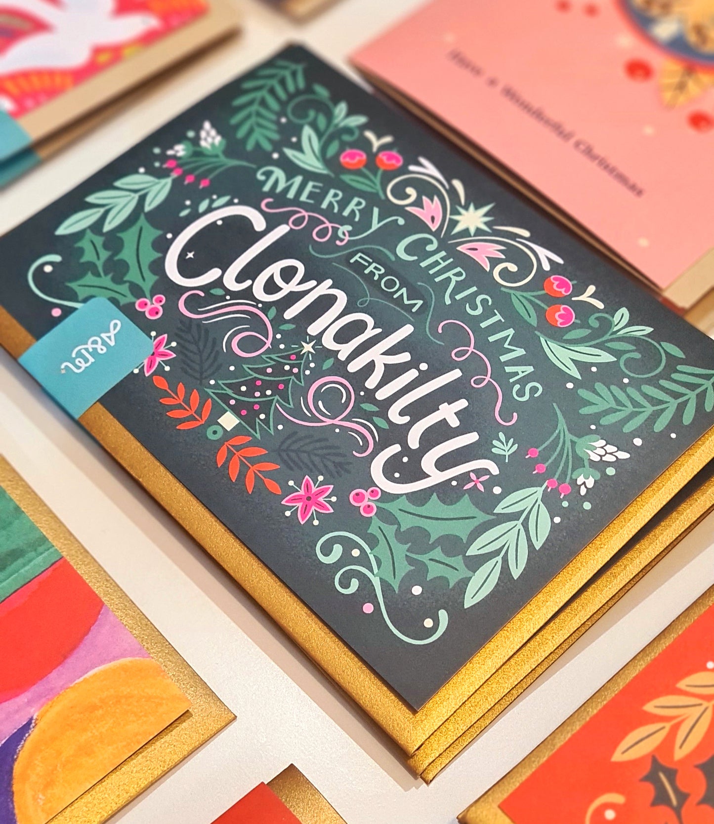 'Merry Christmas from Clonakilty' Dark Green Card